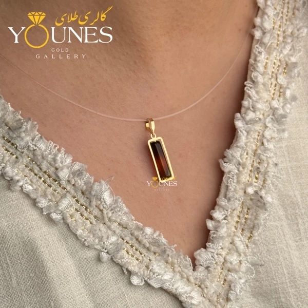 آویز طلا سنگ عقیق قرمز و سیاه